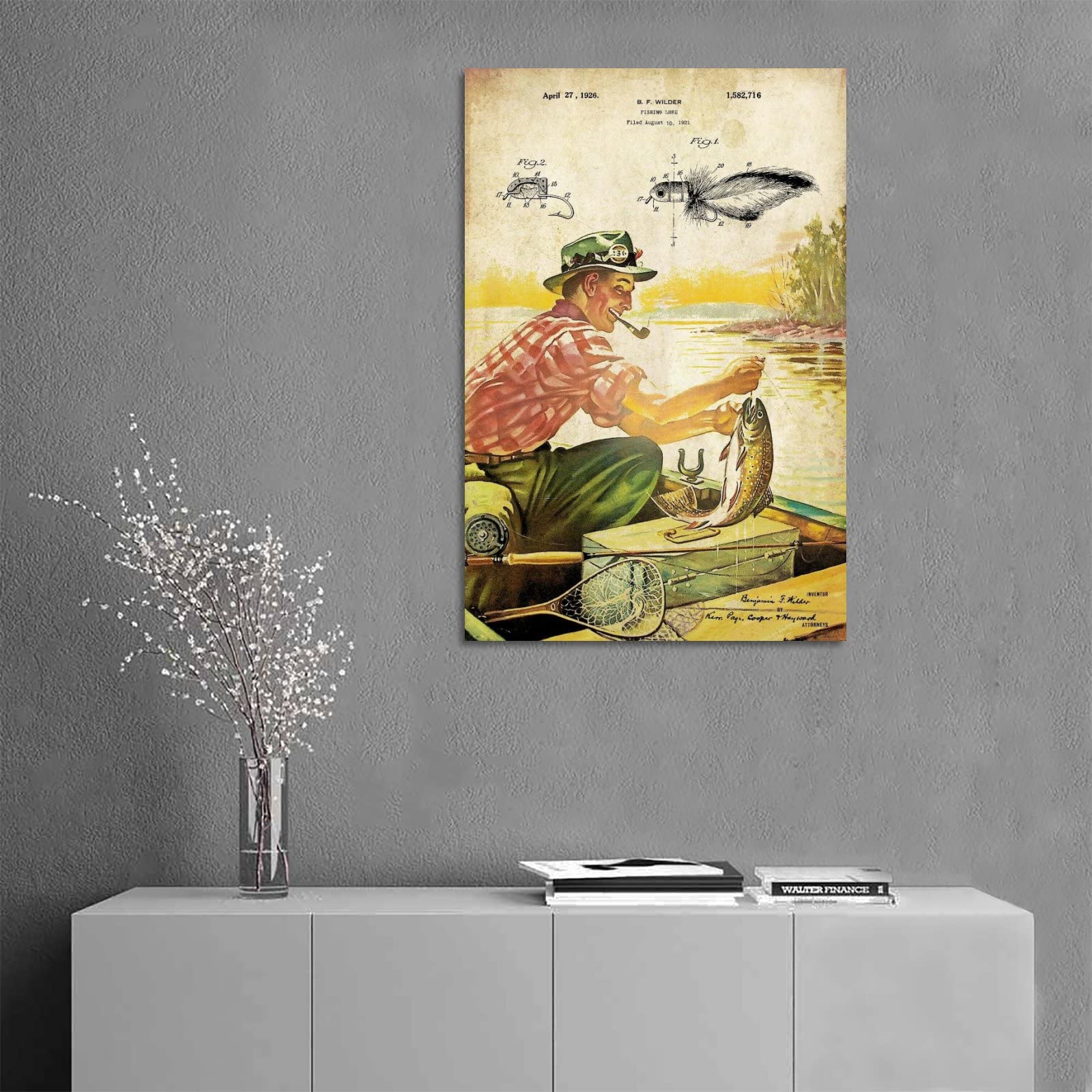 ヴィンテージ　フライフィッシング　ミニチュア　ウォールアート　壁飾り メンズウォールアートのヴィンテージフライフィッシングルアー,9